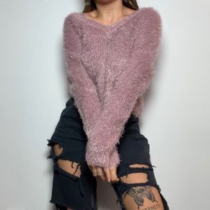 Fuzzy Mauve Basic Sweater